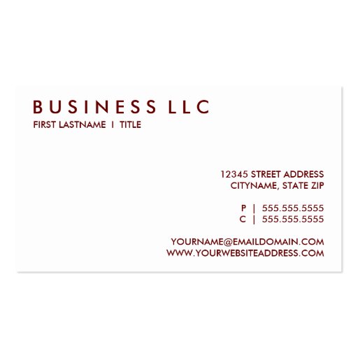 maroon. business card template (back side)