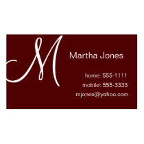 Maroon Business Cards with Monogram (#BUS 031) business cards