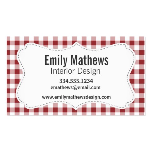 Maroon Checkered Pattern Business Cards