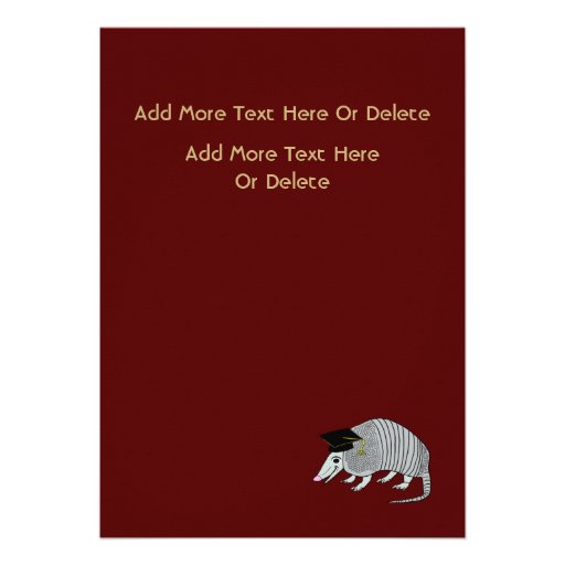 Maroon Cute Armadillo Stars Graduation Party Announcement