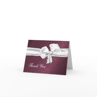 Maroon Damask Thank You Card card