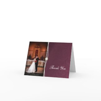 Maroon Damask Thank You Card card