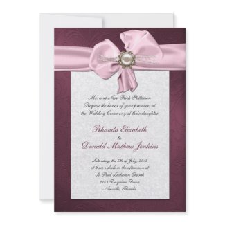 Maroon Damask Wedding Invitation invitation