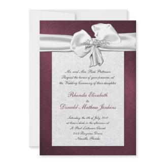Maroon Damask Wedding Invitation invitation