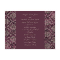 Maroon Damask Wedding Invitation postcards