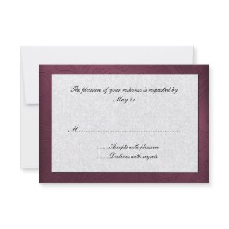 Maroon Damask Wedding Response Card invitation