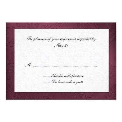Maroon Damask Wedding Response Card Custom Invitations