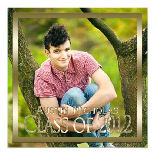 Maroon Gold Monogram Full Page Photo Graduation Personalized Announcement (front side)