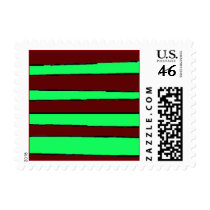 Maroon Green Skewed Stripes Stamps