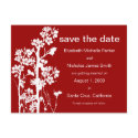 Maroon Japanese Floral Save the Date Postcards