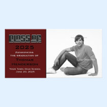 Maroon Modern Text Photo Graduation photo cards