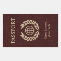 maroon passport rectangular sticker