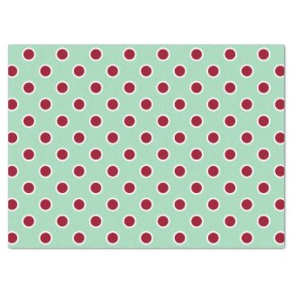 Maroon Polka Dots on Mint Green Tissue Paper 17" X 23" Tissue Paper