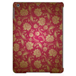 Maroon Red & Gold Damasks Pattern iPad Air Covers