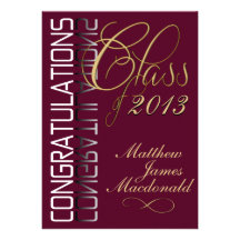 Maroon Reflection  Formal Graduation Party Custom Invite