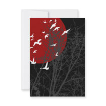 maroon silhouscreen birds invite