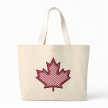 Maroon Striped  Applique Stitched Maple Leaf bags
