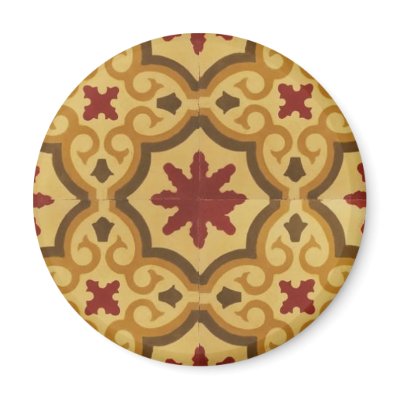 Maroon Tan Spanish Tile Magnets by JuJuGarden
