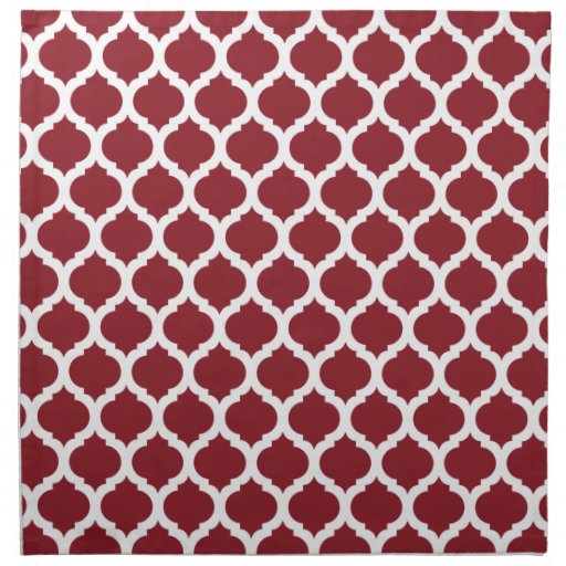 Maroon & White Moroccan Pattern Printed Napkins Zazzle