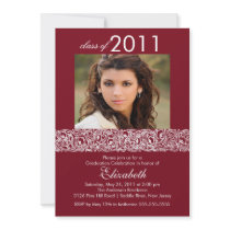 Maroon & White Photo Graduation Invitation