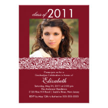 Maroon & White Photo Graduation Invitation