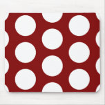 Maroon with White Polka Dots Mouse Pads