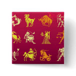 Maroon Zodiac Signs Pinback Button