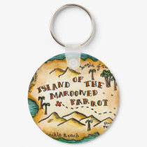 Marooned Parrot Pirate Treasure Map Keychain by paintandink Marooned Parrot Pirate Treasure Map Keychain