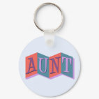 Marquee Aunt Round Keychain