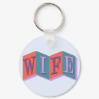 Marquee Wife Round Keychain