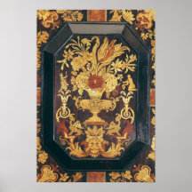 Marquetry detail from a buffet print