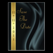 Marquis Black Silk Gold Save The Date Postcard postcards