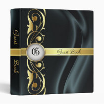 Marquis Black Silk Gold Scroll Guest Book Binder