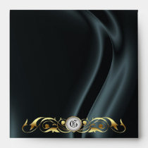 Marquis Black Silk Gold Scroll Monogram Envelope