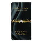 Marquis Black Silk Gold Scroll Wine Wedding Label