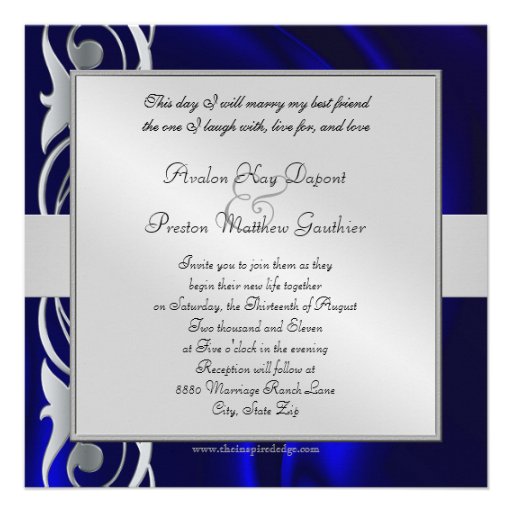 Marquis Blue Silk Blue Jewel Invitation