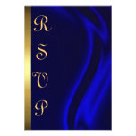 Marquis Blue Silk Gold RSVP Card Custom Invitations