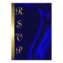 Marquis Blue Silk Gold RSVP Card Custom Invitations