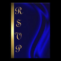 Marquis Blue Silk Gold RSVP Card invitations