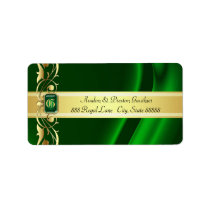Marquis Green & Gold Silk Address Labels