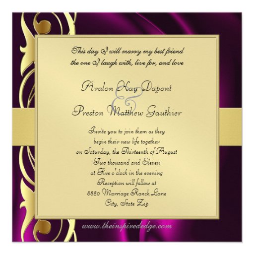 Marquis Pink Silk Gold Scroll Pearl Invitation