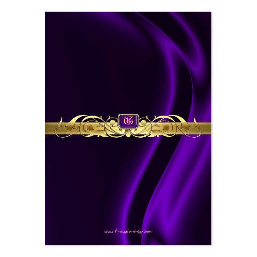 Marquis Purple Silk Gold Guest Info Business Card (back side)