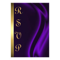 Marquis Purple Silk Gold RSVP Card Custom Invites