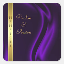 Marquis Purple Silk Gold Save The Date Sticker