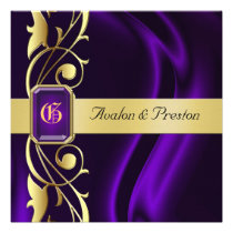 Marquis Purple Silk Gold Scroll Jewel Invitation