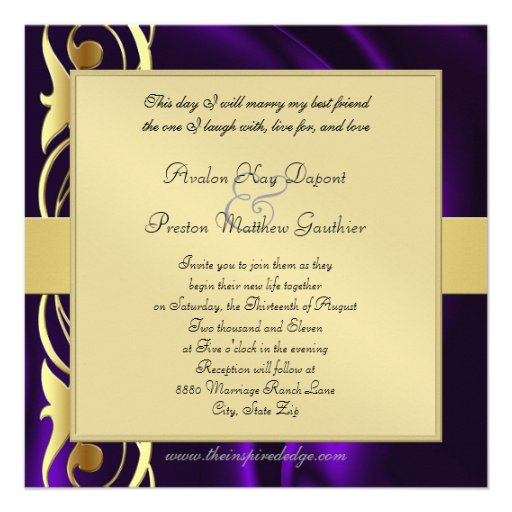 Marquis Purple Silk Gold Scroll Jewel Invitation