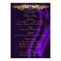 Marquis Purple Silk Gold Scroll Wedding Menu Invitation
