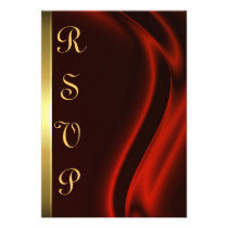Marquis Red Silk Gold RSVP Card Personalized Announcement