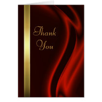 Marquis Red Silk Gold Thank You Notecard