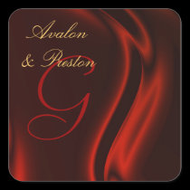 Marquis Red Silk Square Monogram Sticker stickers